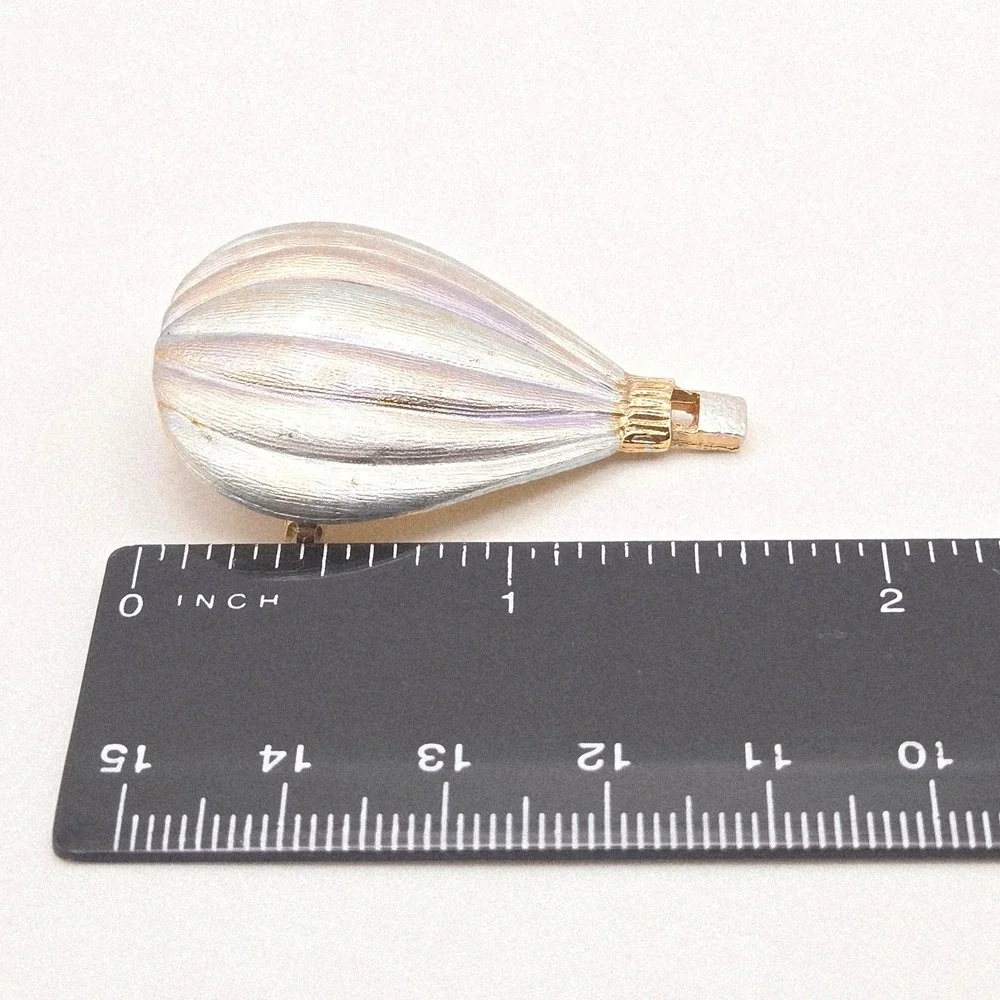 Vintage Hot Air Balloon Brooch Enamel Gold Tone‎ Pearlescent Pastel Whimsical